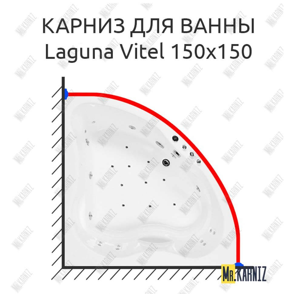 Карниз для ванны Akrilan Laguna Vitel 150х150 Усиленный 25 мм MrKARNIZ