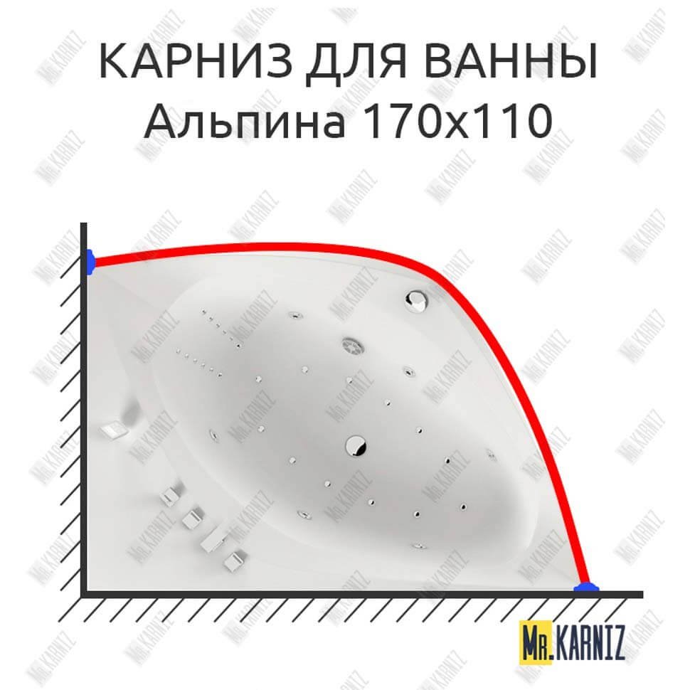 Карниз для ванны Aquatika Альпина 170х110 Усиленный 20 мм MrKARNIZ