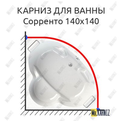 Карниз для ванны Radomir Сорренто 140х140 Усиленный 20 мм MrKARNIZ