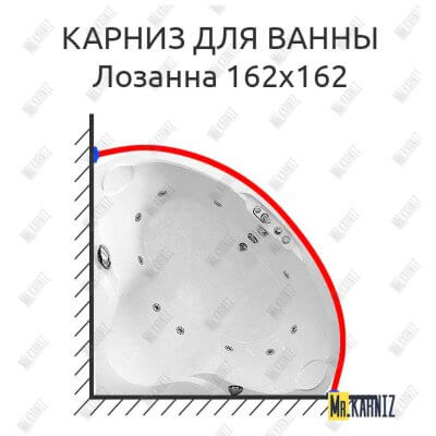 Карниз для ванны Radomir Лозанна 162х162 Усиленный 25 мм MrKARNIZ