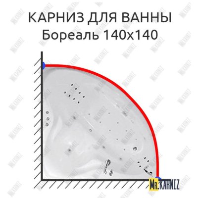 Карниз для ванны Цвет и стиль Бореаль 140х140 Усиленный 20 мм MrKARNIZ