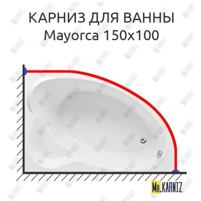 Карниз для ванны Aquanet Mayorca 150х100 Усиленный 20 мм MrKARNIZ