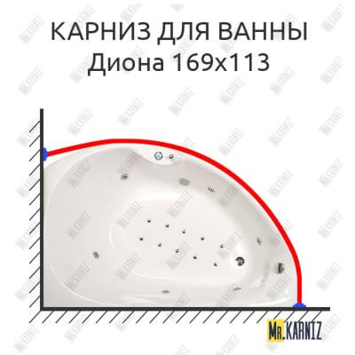 Карниз для ванны Osm Диона 169х113 Усиленный 25 мм MrKARNIZ