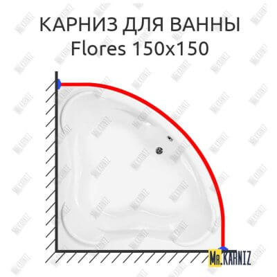 Карниз для ванны Aquanet Flores 150х150 Усиленный 25 мм MrKARNIZ