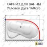 Карниз для ванной Угловой Асимметричный Дуга 160х95 Усиленный 20 мм фото 2