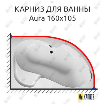 Карниз для ванны 1 MarKa Aura 160х105 Усиленный 20 мм MrKARNIZ